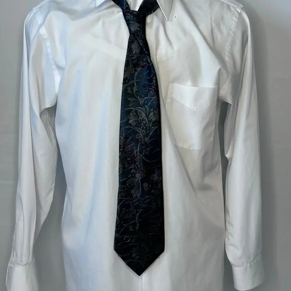 Vintage Halston III Floral Silk Tie Blue Green Classic Designer